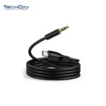 3FT. TYPE-C TO 3.5MM AUDIO JACK MALE TO MALE BRAIDED CORD (BLACK)