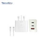 65W PD POWER ADPATER TRIO USB-Cx2 PORTS & USB-A PORT (WHITE)