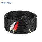 30FT. 3.5MM STEREO MALE TO 2*RCA MALE CABLE BLACK