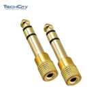 6.5MM MALE TO 3.5MM FEMALE STEREO  ADAPTER GOLDEN
