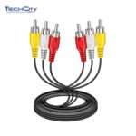 5FT.  3-IN-1 COMPOSITE RCA MALE TO MALE CABLE BLACK