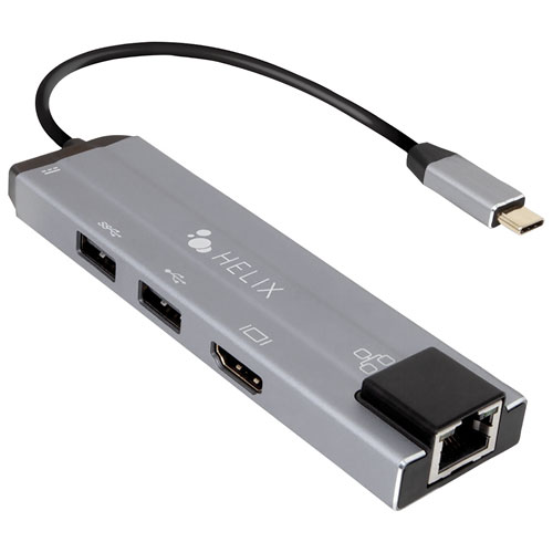 Helix 6-in-1 USB-C to HDMI/USB-C/USB-A/LAN Hub (ETHHUB7) - Black
