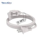 M&M 9ft 3-Outlet Power Extension Cord - White